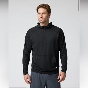 Vuori Ponto Performance Half Zip Hoodie in Black Heather